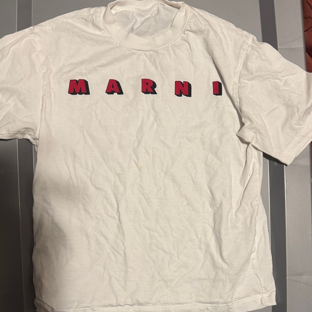 Marni White Tee with Red Logo